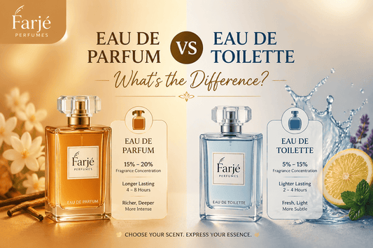 Eau de parfum vs eau de toilette comparison showing concentration and longevity differences